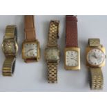 A collection of principally vintage gents tanker midsize wrist watches largely being manual wind, to