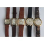 Six various gents gold plated and gilt metal and steel cased vintage and mechanical wrist watches,