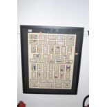 A framed display of Will's cigarette cards