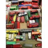 Three boxes of mixed diecast buses, to include EFE, Corgi etc
