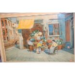 A Minotto - Venetian street vendor, watercolour, signed lower left, 62x95cm