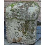 A 19th century milestone carved 'To Lynn 25 miles' and 'To Norwich 15 miles', 48 x 34 x 29cm