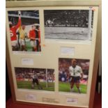 England Football Legends - four photographs of Gordon Banks, Sir Geoff Hurst, Paul Gascoigne, and