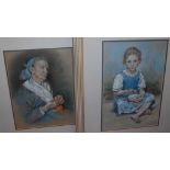 Late 20th century school - Pair; Portrait studies, pastels, indistinctly signed lower right, 43 x