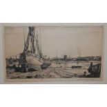 Leonard Russell Squirrell (1893-1979) - Ipswich Docks, etching, signed in pencil to the margin lower