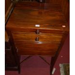 A 19th century mahogany hinge topped wash-stand, having pull-out drawer over single cupboard door,