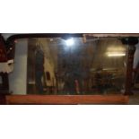 A late Victorian mahogany framed mirrorback section (only), w.194cm