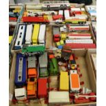 Three boxes of mixed diecast, to include Dinky Supertoys, Vega Major luxury coach, various refuse