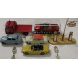 One box containing Dinky Toys Aston Martin, Corgi Toys Ford Consul, Dinky Austin Somerset etc