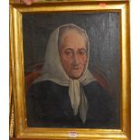 20th century continental school bust portrait of an elderly woman, oil on canvas, 47x39cm