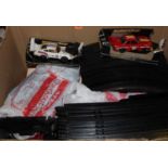 A box of mixed Scalextric, to include a BMW 3-litre CSI, a Porsche Martini racing car, various