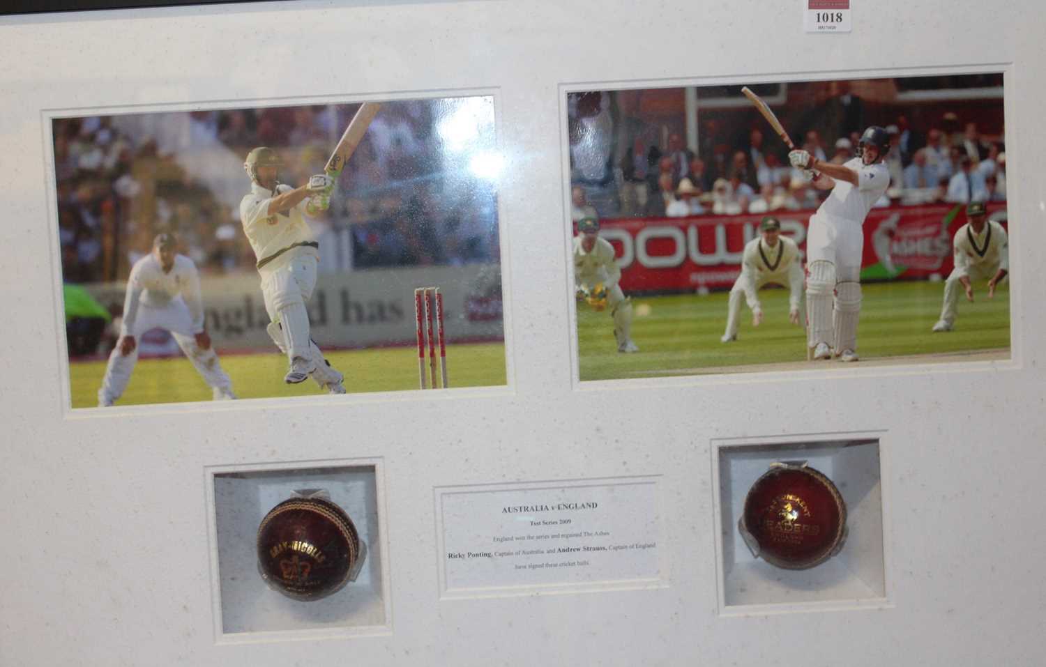 Cricket interest - two signed cricket balls, one signed by Ricky Ponting, and the other by Andrew