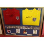 England 1966 World Cup interest - signed replica England shirts by Sir Geoff Hurst and Gordon Banks,