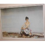William Russell Flint - girl on the marshes, lithograph, numbered in pencil to the margin 449/850,