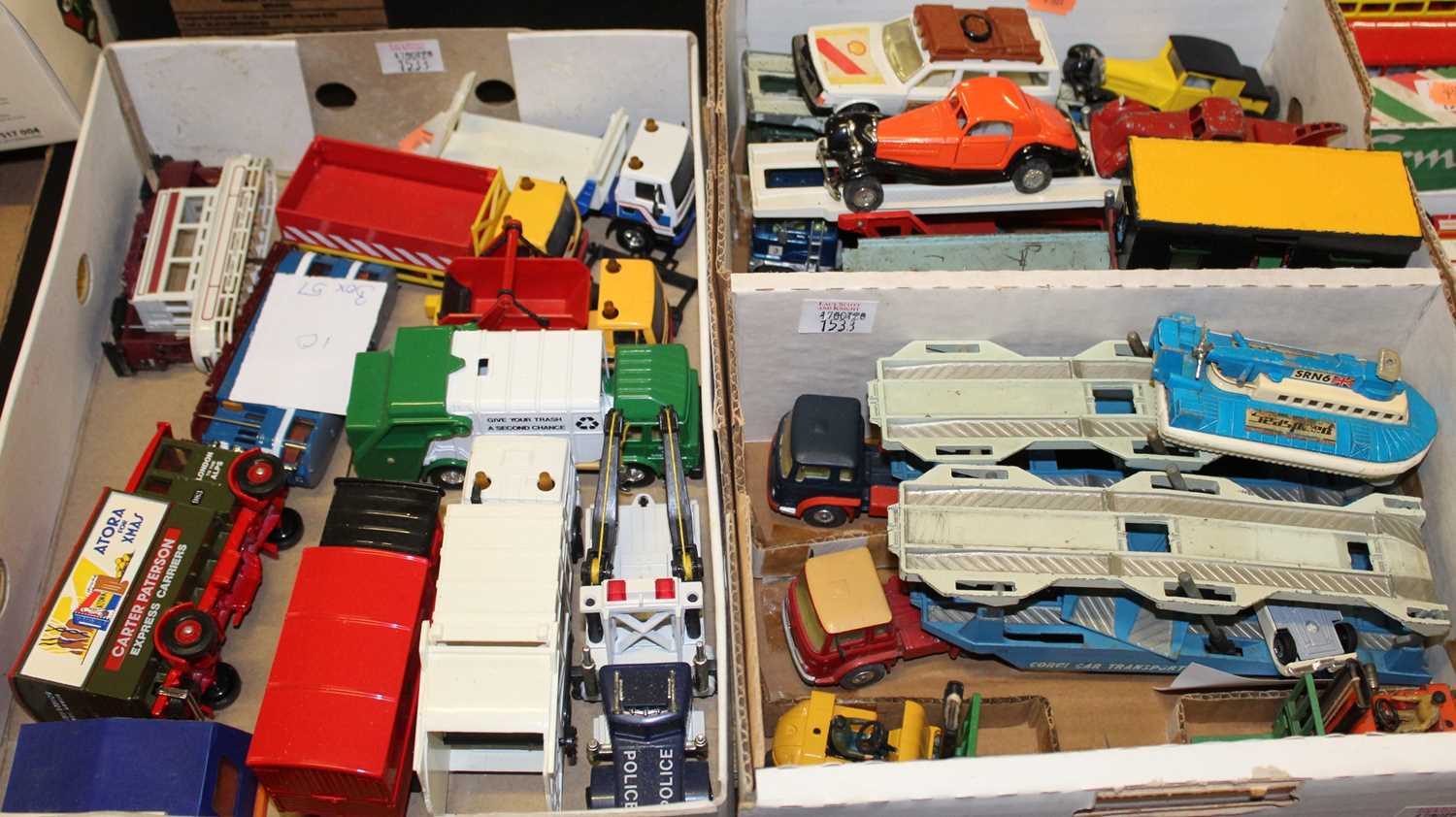 Three boxes of mixed diecast, to include Dinky Toys Coventry Climax etc