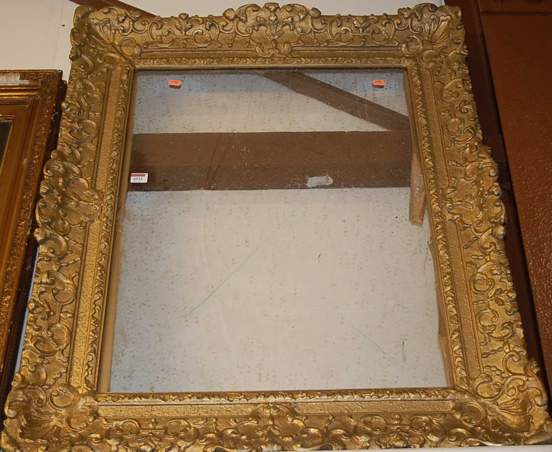 19th century gilt gesso moulded picture frame, rebate dimensions 75x60cm (re-gilded)