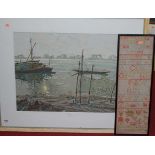 C Garford - boating scene, limited edition print, E Gentry - The Tide Mill at Woodbridge, oil on