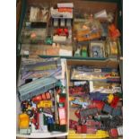 Two boxes of mixed diecast, to include various Corgi Land Rovers (a/f), mixed Matchbox, various