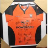 Ipswich Town interest - signed First Team away shirt circa 2005, in glazed frame, 88x86cm,