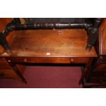 A mid-Victorian mahogany single drawer side table, on turned supports, w.99cm