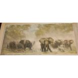 David Shepherd - lone elephant in the savannah, pencil signed lithograph, and one other unsigned