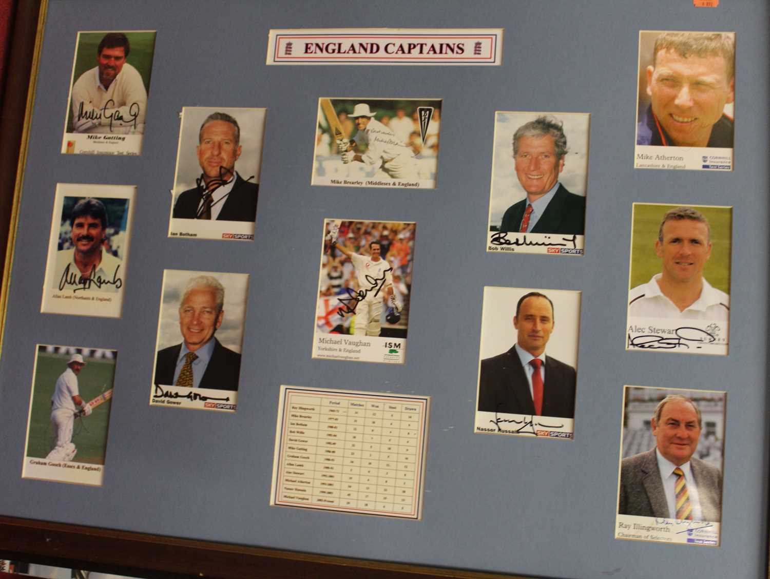 Cricket interest - to include signed photographs of England captains through the modern era together - Image 4 of 4