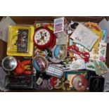 One box of various collectables including Mickey Mouse clock, jelly moulds, tattoos etc