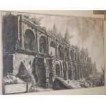 After Piranesi - Avanzi della villa di Mecanate a Tivoli, monochrome steel engraving, 45x68cm; and