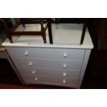 A modern white wood chest of four long drawers, w.91cm