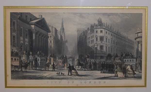 After George Chambers - set of four topographical engravings of London landmarks, and street scenes,