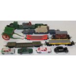 One box containing a small quantity of 00 gauge wagons, a Britains horse-trap, and a small