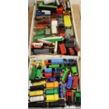 Two boxes of mixed toys, to include various Tonka Tank engine trains, Matchbox trains, various