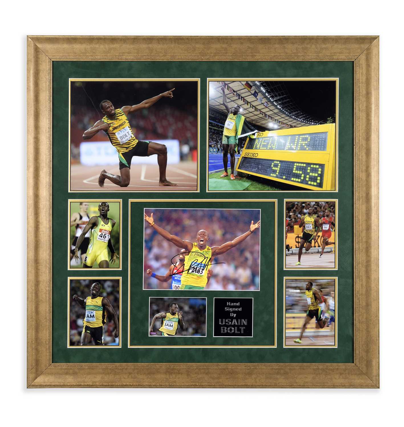 Usain Bolt Signed Photo Montage Usain Bolt is widely regarded as the greatest sprinter of all