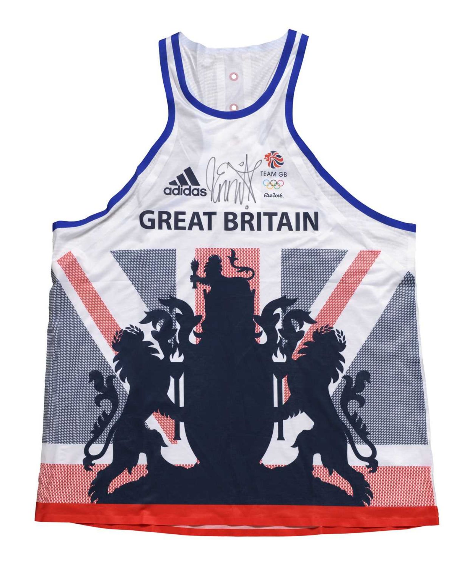 Signed Dame Jessica Ennis-Hill 2016 Team GB Rio Olympics Games Vest   Olympic and triple world