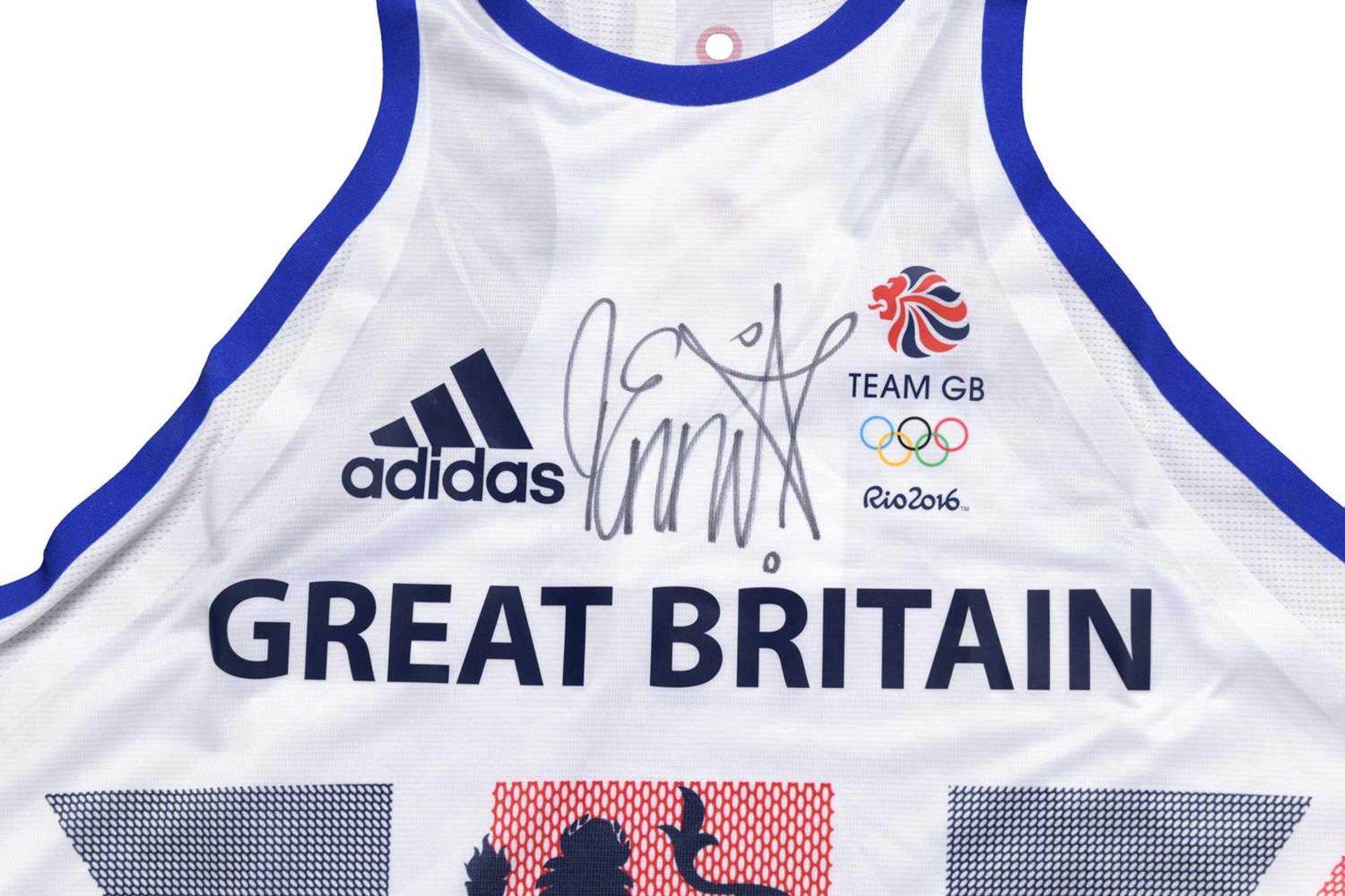 Signed Dame Jessica Ennis-Hill 2016 Team GB Rio Olympics Games Vest   Olympic and triple world - Image 2 of 3