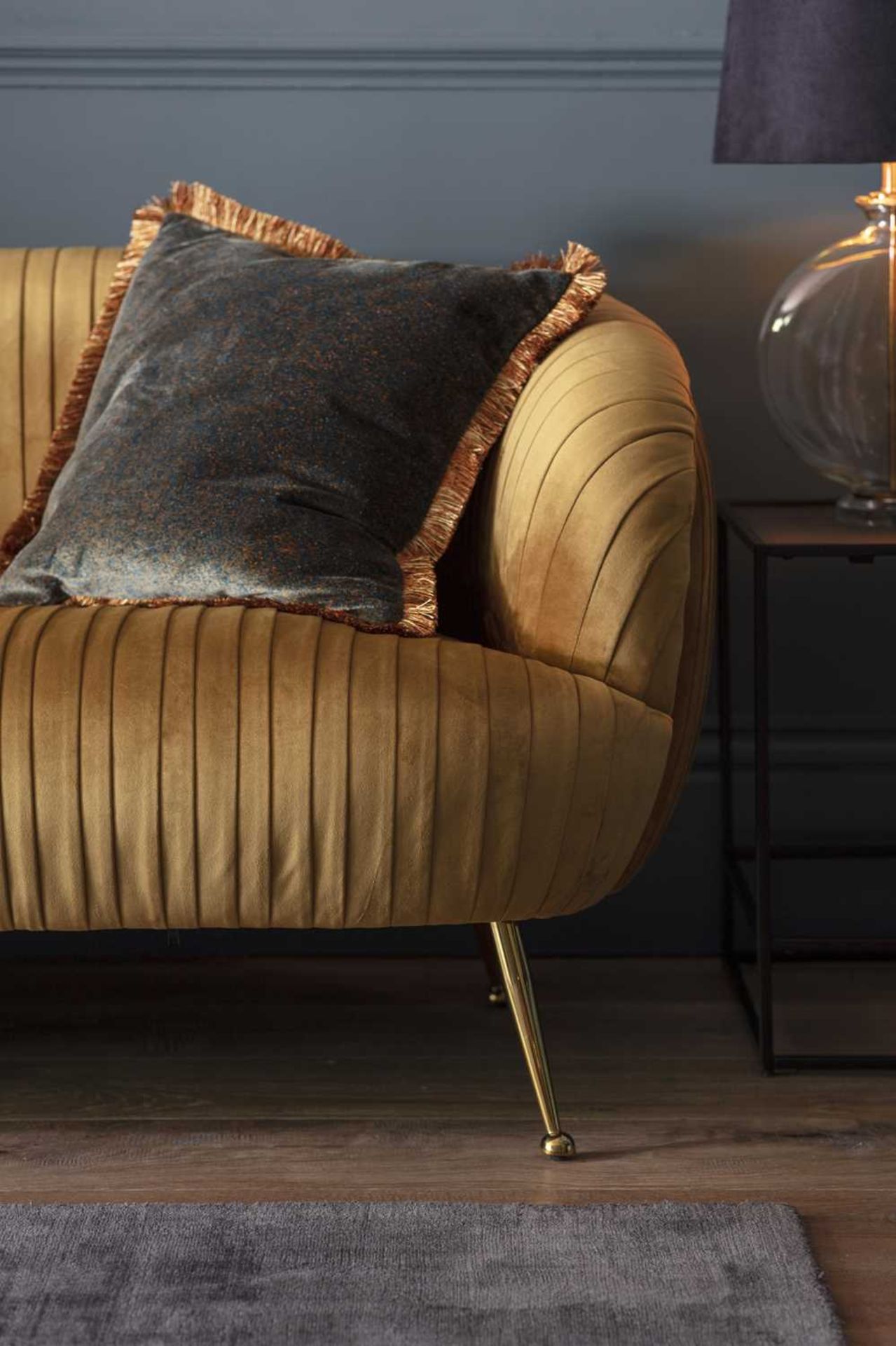 Direct Furniture Frank Hudson Gallery Valenza 3-Seater Sofa, Gold Velvet Fabric Whether you live - Image 2 of 3