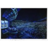 A signed Ralph Larmann Photograph of Ed Sheeran performing at the Rose Bowl Stadium, Los Angeles, on