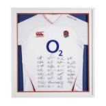 England Rugby Shirt Signed by the 2020 Team Official framed current England Rugby shirt which has