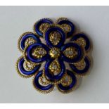 18 Carat Gold Diamond & Enamel Brooch A stunning 18 carat gold diamond and enamel brooch, with tiers