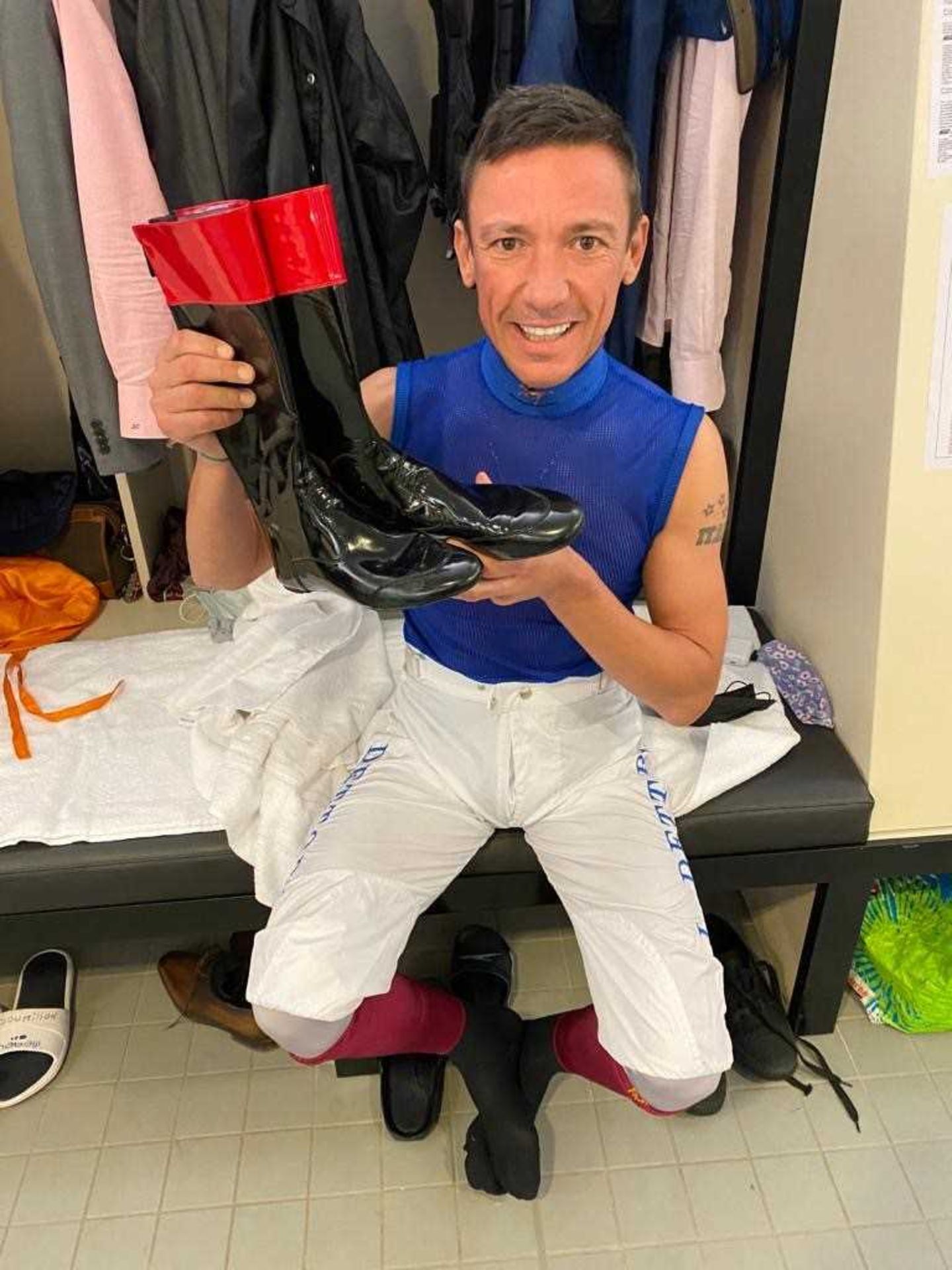 Signed Frankie Dettori MBE Riding Boots, Worn in the Historic King George VI Race at Ascot in 2020