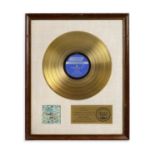 A signed Rolling Stones Their Satanic Majesties Request Gold Disc, Signed by Bill Wyman Released