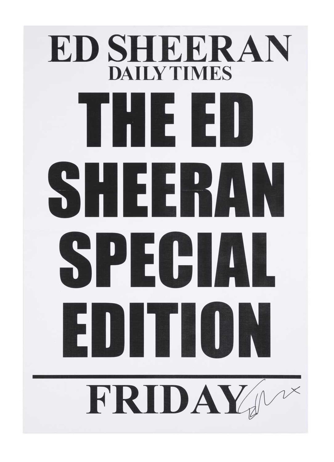 Ed Sheeran Daily Times Newspaper Billboard Poster, Friday 23 August 2019, Signed by Ed Sheeran On