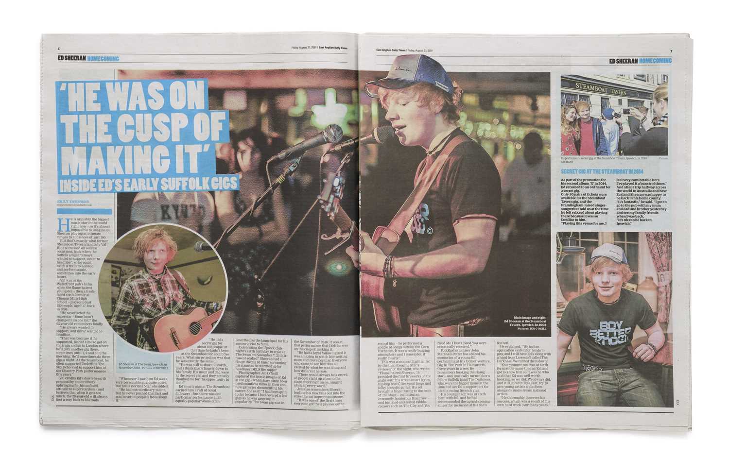 Signed Ed Sheeran Daily Times Newspaper, Friday 23 August 2019 An original copy of The East - Image 3 of 3
