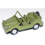 A Gama model No. 937 1/47 scale model of a Jeep, finished in green with spun hubs and silver