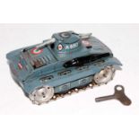 An Arnold tinplate and clockwork military tank comprising of RAF blue body with RAF roundels and