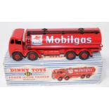 A Dinky toys No. 941 Mobil Gas 14 ton petrol tanker, comprising of red body with red Supertoys