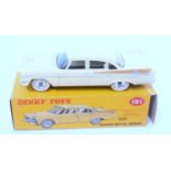 A Dinky Toys No.191 Dodge Royal Sedan comprising of cream body with silver detailing and tan rear