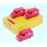 A Dinky Toys No. 31A Esso Trojan delivery van trade box containing three examples all finished in