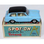 A Spot-On Models by Triang No. 154 Austin A40 saloon comprising blue body with black roof and