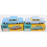 A Corgi Toys boxed saloon diecast group to include a No. 217 Fiat 1800 together with a No. 229